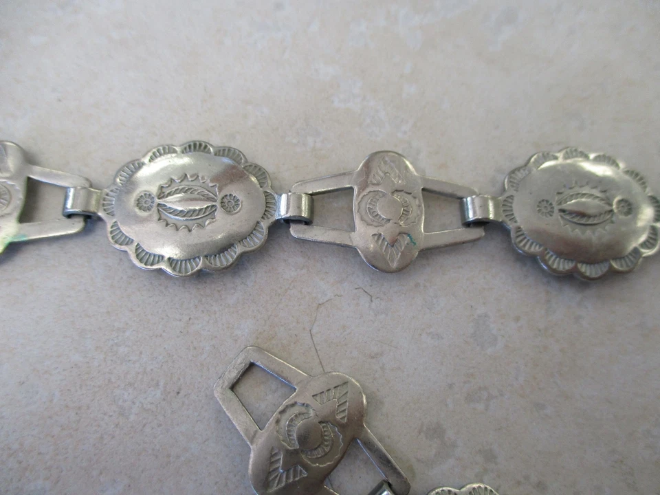 "Antiguo cinturón concho navajo suroeste de placa de plata 30,5"" de largo" Foto 3 de 4