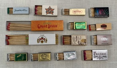Lot of 14 Vintage Unique Retro Matchboxes Cigar Restaurants  