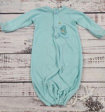 80s Vintage Care Bears NB  3M Turquoise Infant Baby Sleeper Gown Wish Bear