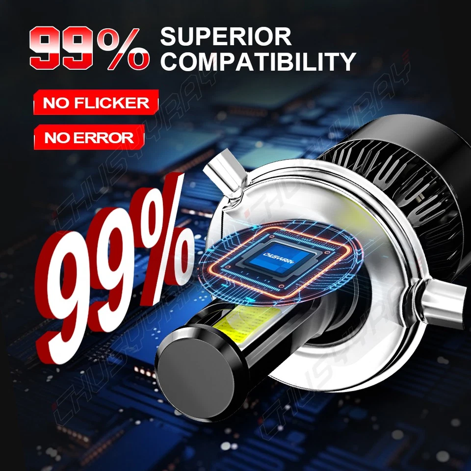 FOR 1993-2007 KAWASAKI KLR650/Concours 1000 HEADLIGHT LED BULB 100W 2000LM IP68 - Image 4 of 4