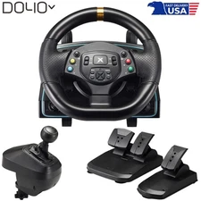 Gaming Racing Steering Wheel With Plastic Pedal Shifter Driving Simulator for ps