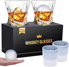 Mfacoy Old Fashioned Whiskey Glasses Set of 4 (2 11 Oz & TWISTED, Clear 