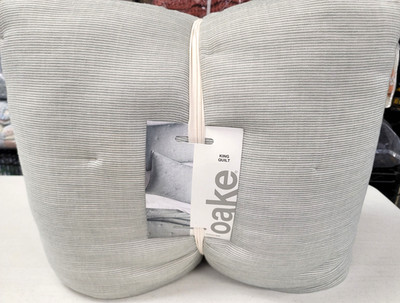 Oake Airy Texture Gauze Quilt 100% Cotton Super Soft KING Size Stripe Green