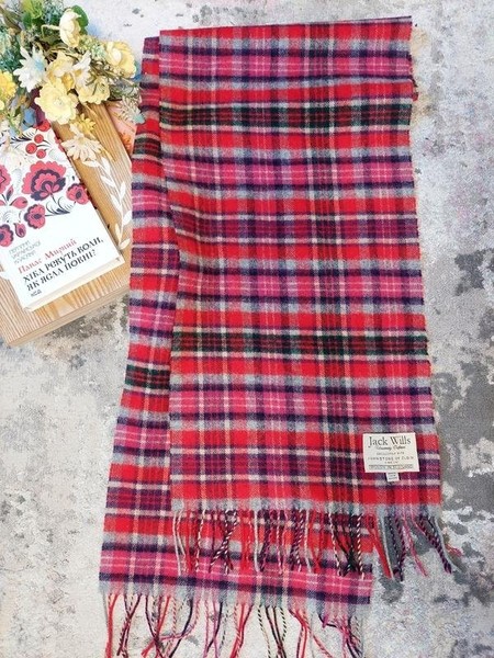 Women Johnstons of Elgin Scarf Red Wool One size