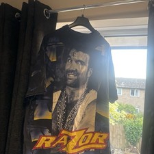WWF Razor Ramon Aop 1994 Shirt Mens Xl Black Short Sleeve Vintage Wrestling