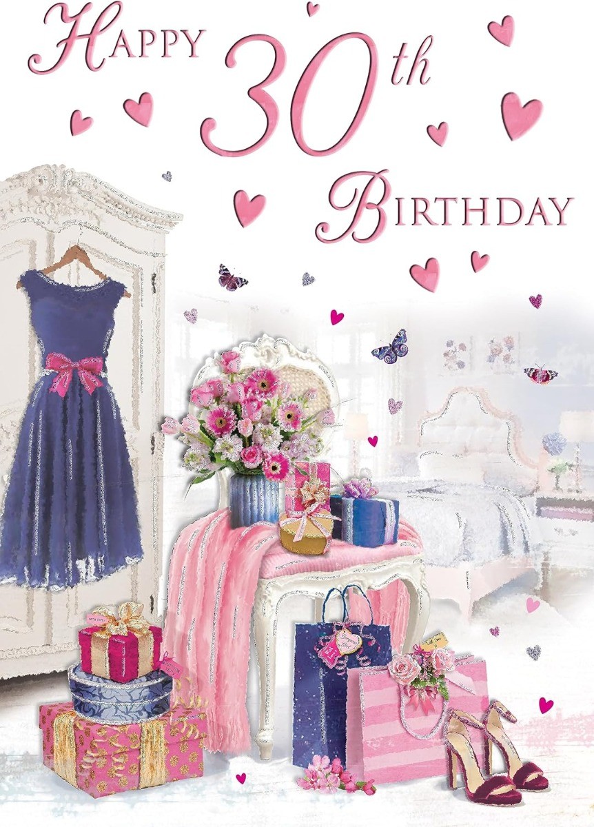 Happy 30th Birthday Card For Female. 23x15cm