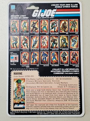 Vintage G.I. Joe Marine GUNG-HO Command File Card Uncut 1983