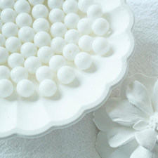 100Pcs White Beads, 8Mm Porcelain Beads for Jewelry Making round Ceramic Bead Un