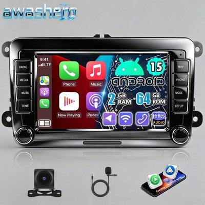 Für VW GOLF 5 6 Plus Touran Caddy T5 Passat Carplay Android 15 Autoradio BT +KAM