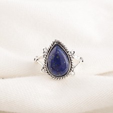 Natural Lapis Lazuli Gemstone 925 Sterling Silver Ring Handmade Jewelry Ring For