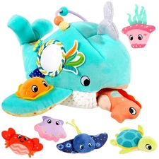 FREYBLI Baby Toys 6-12 Months - Soft Ocean Adventure Toy with Rattle, Crinkle Pa
