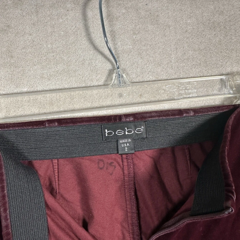 Calça feminina vintage Bebe marrom veludo cintura elástica cintura baixa zíper frontal 2 - Imagem 3 de 4