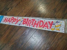 Vtg 5 Yard Banner Sign Happy Birthday 80s 90s Music Note Musician Print Amscan