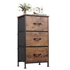 WLIVE 11.8"D x 15.7"W x 29.5"H (3 Drawers), Rustic Brown Wood Grain Print 