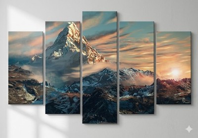 Erebor Hobbit HdR Lonley Mountain Film 5 geteilte Platten Wand Leinwand Bild 30x40''