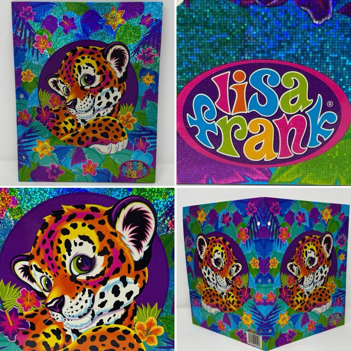 LISA FRANK POCKET FOLDER for 3 Hole Trapper Binder LEOPARD
