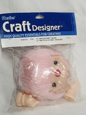 Westrim Crafts Doll Head with Hands #9602 4" Mitzy Yarn Hair Pink 4" NOS