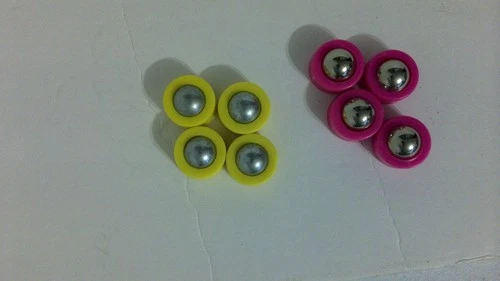 Vintage Ideal Rebound Game Replacement Roller Pucks 4 Pink & 4 Yellow