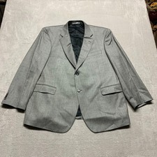 John W Nordstrom Sport Coat Jacket Blazer Mens 48R Silk  Wool Herringbone Gray