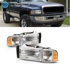 For 1994-2002 Dodge Ram 1500 2500 3500 Left&Right Side Chrome Headlight Headlamp