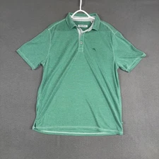 Tommy Bahama Polo Shirt Mens Medium Green Paradiso Cove Tencel Golf Performance