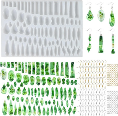 Earring Resin Moulds Kit, Earring DIY Casting Mould Set with Ear Hook, Jump Ring