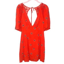 Free People Mockingbird Mini Dress Hot Cherry Size 0