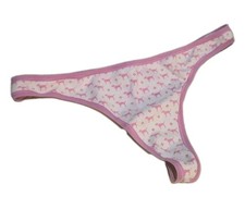 Rare VINTAGE '04 Victoria's Secret PINK All Over Logo Dog Thong Panty S
