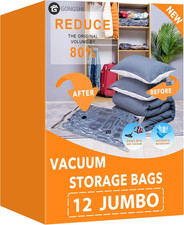 Vacuum Storage Bags Jumbo (12 x Jumbo),Plastic Packaging 12 12 Jumbo, silver