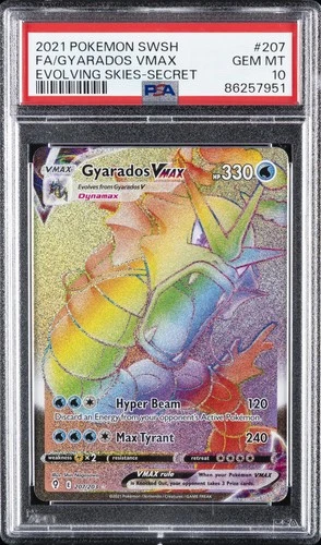 2021 POKEMON SWORD & SHIELD EVOLVING SKIES SECRET FULL ART/GYARADOS VMAX PSA 10