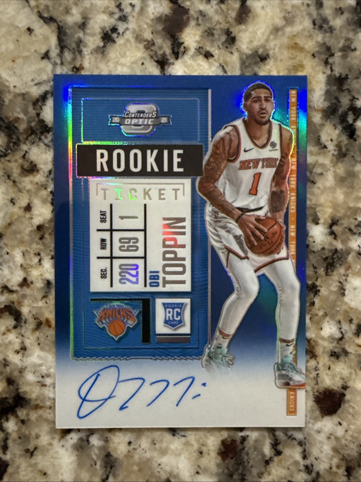 Obi Toppin 2020-21 Panini Contenders Optic #118 Blue Rookie Ticket Auto /99