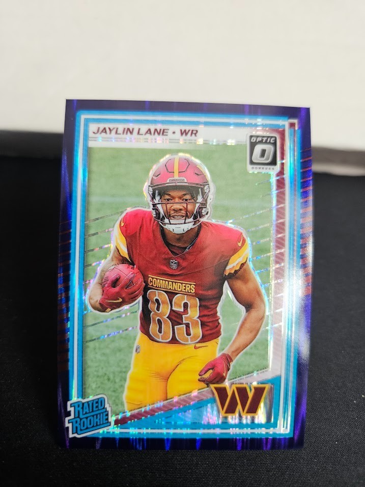 2025 Panini Optic Purple Shock Rated Rookie Jaylin Lane Prizm #249 Commanders RC
