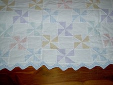 Vintage Hand Quilted Pinwheel Quilt 90x98