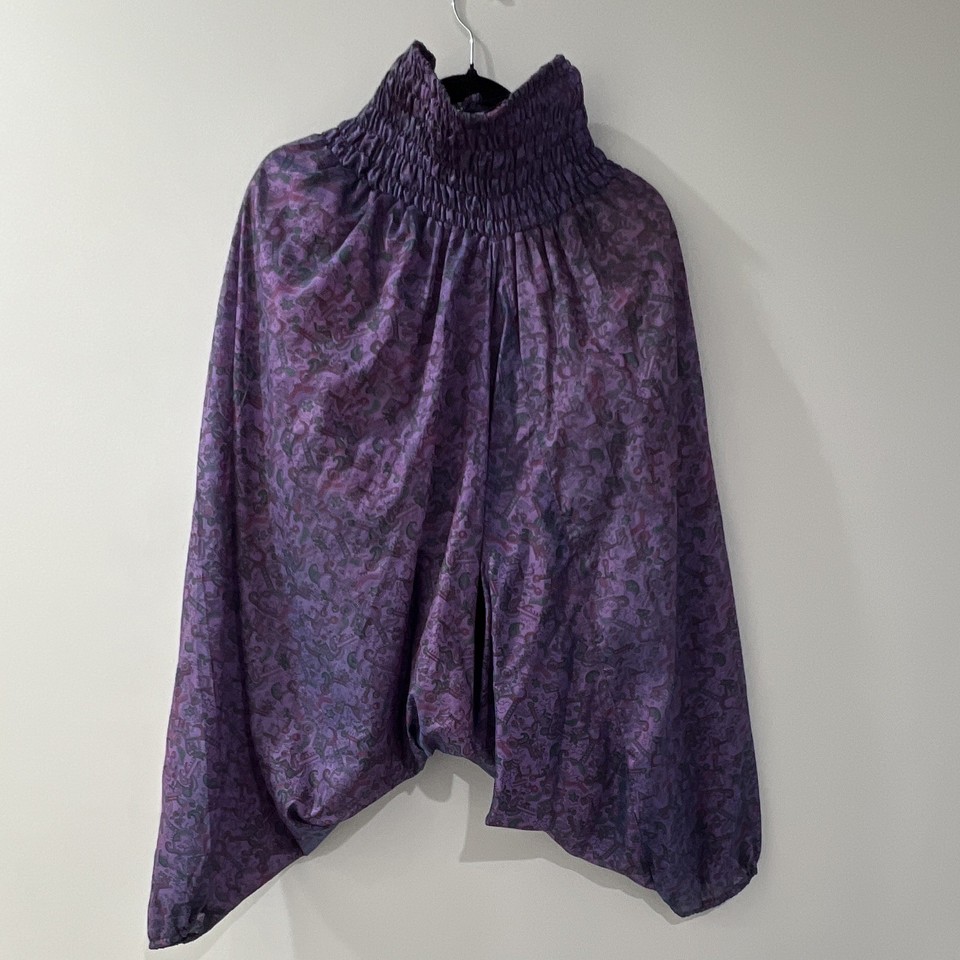 Purple Paisley 100% Silk Harem Pants.  Size S/M
