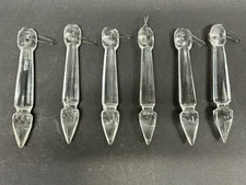 Vintage Spearhead Glass Set Of 6 Chandelier Replacement Lamp Prisms Used