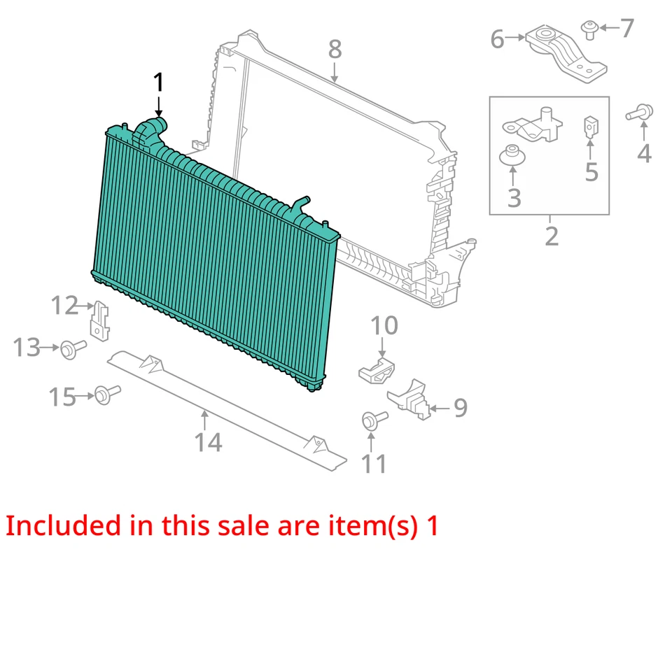 Radiador Jaguar XE 2017-2019 48 k millas OEM Foto 4 de 4