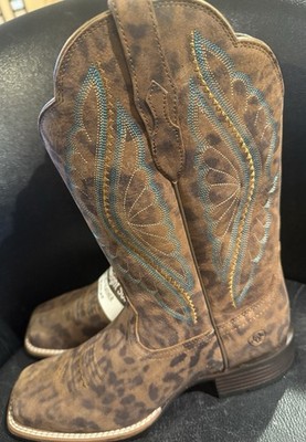 Ariat, Prime Time Western Boots Women’s Size B Faded Leopard Square Toe 