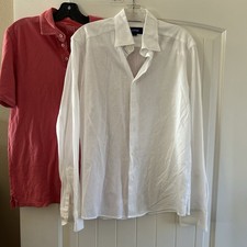Eton Shirt Mens Size Medium Cotton Dress Long Sleeve Button White