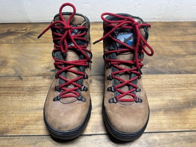 Vintage Raichle Leather  Hiking Ankle Boots Women 8.5 Brown Green Lace up