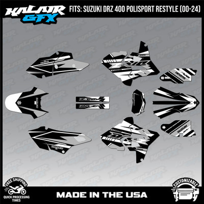 Graphics Kit for Suzuki DRZ400 Polisport Restyle  (2000-2024) Razor - WHITE