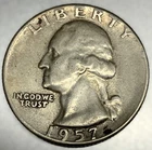 1957 P Washington 90% Silver Quarter Circulated Condition 25c US Coin - 2797