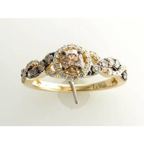 Le Vian 14K Yellow Gold Band Fashion Ring White Chocolate Diamond Halo Size - 5
