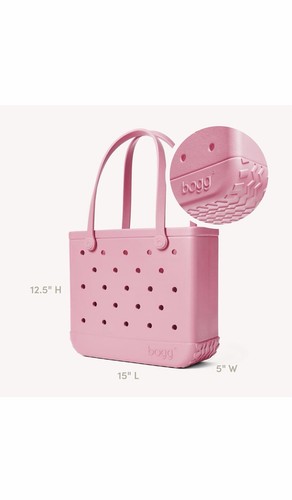 Bogg Pink Solid Tote Bag with Logo Accents, Double Handles, Pouch Included