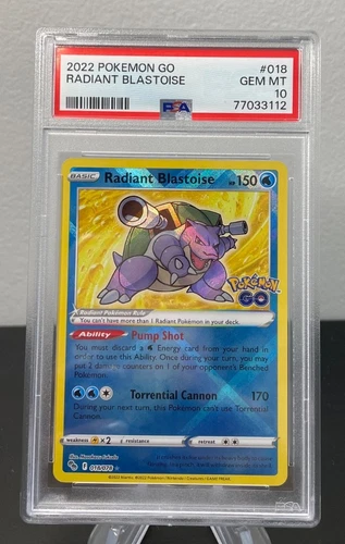 Pokemon 2022 PSA 10 Radiant Blastoise Pokemon Go 018/078 Card