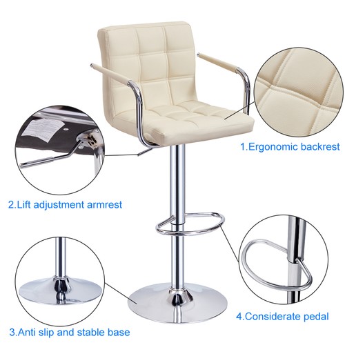 Faux Leather Barstool Chrome Base Stool Counter Height Stool Breakfast Bar Chair - Picture 130 of 172