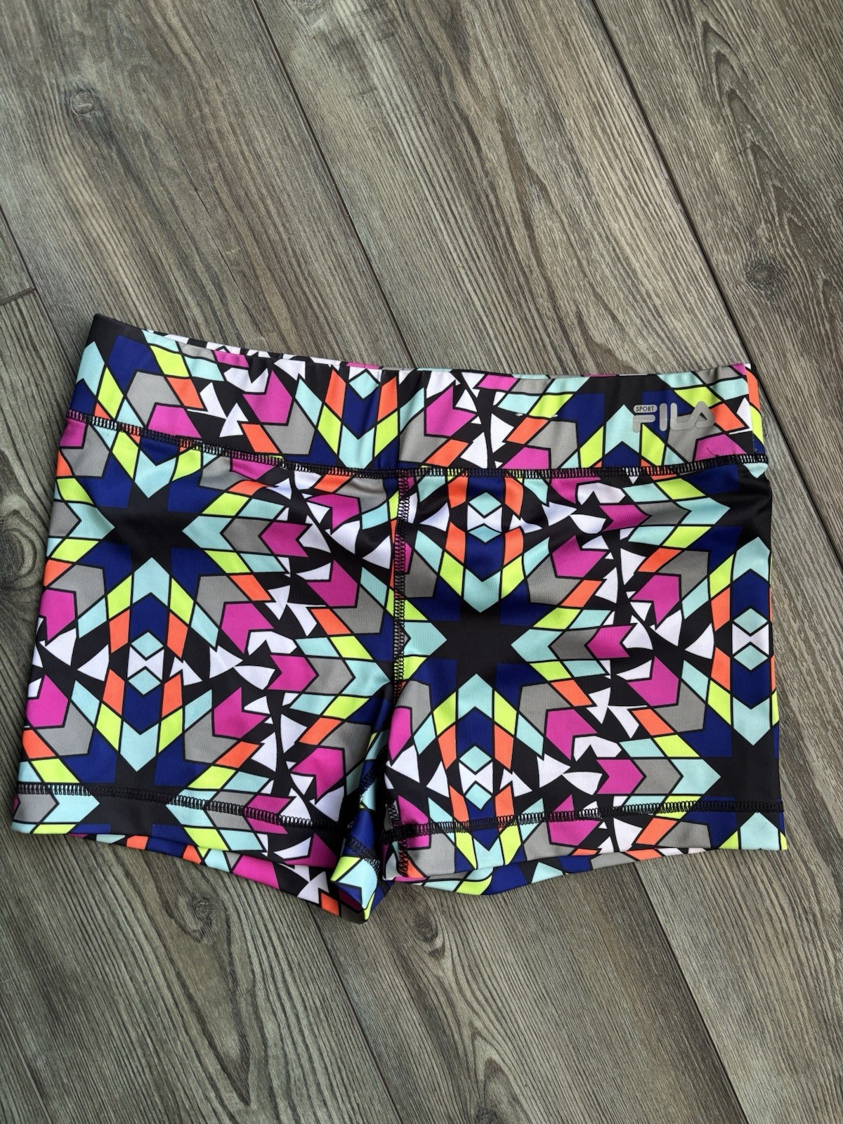 Fila Sport Pantaloncini a Compressione Running Donna Motivo Geometrico Taglia M