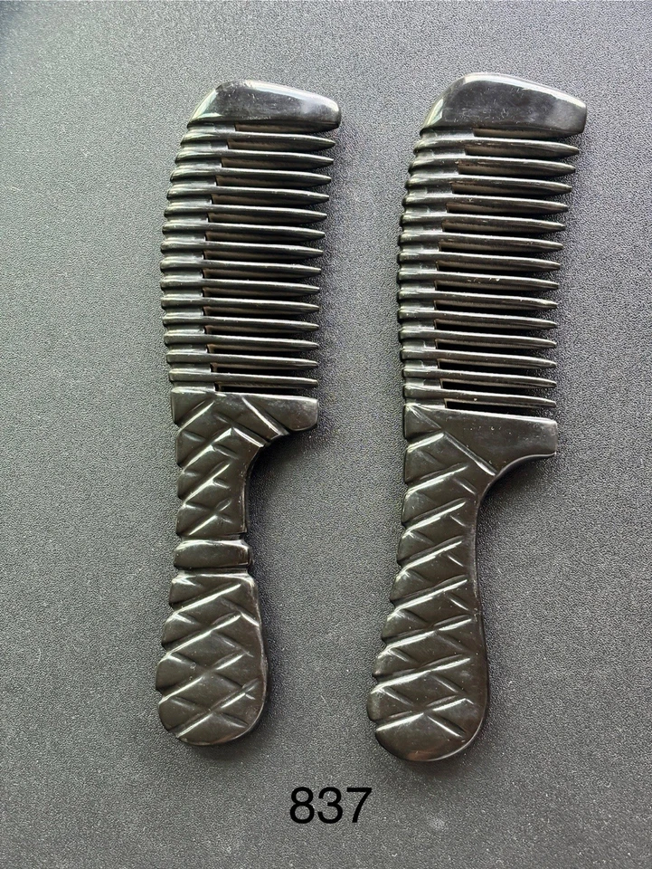 Peine GRANDE cuerno de búfalo negro antiestático 100 % natural local de EE. UU. - Gran regalo Foto 2 de 2