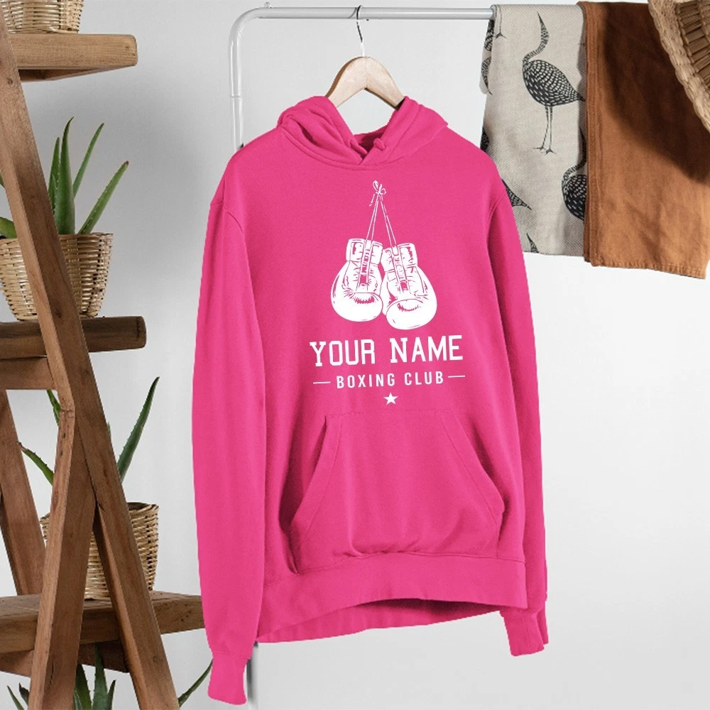 Personalised Custom Boxing Club Hoodie Gym Workout Fight Training Sports Gift