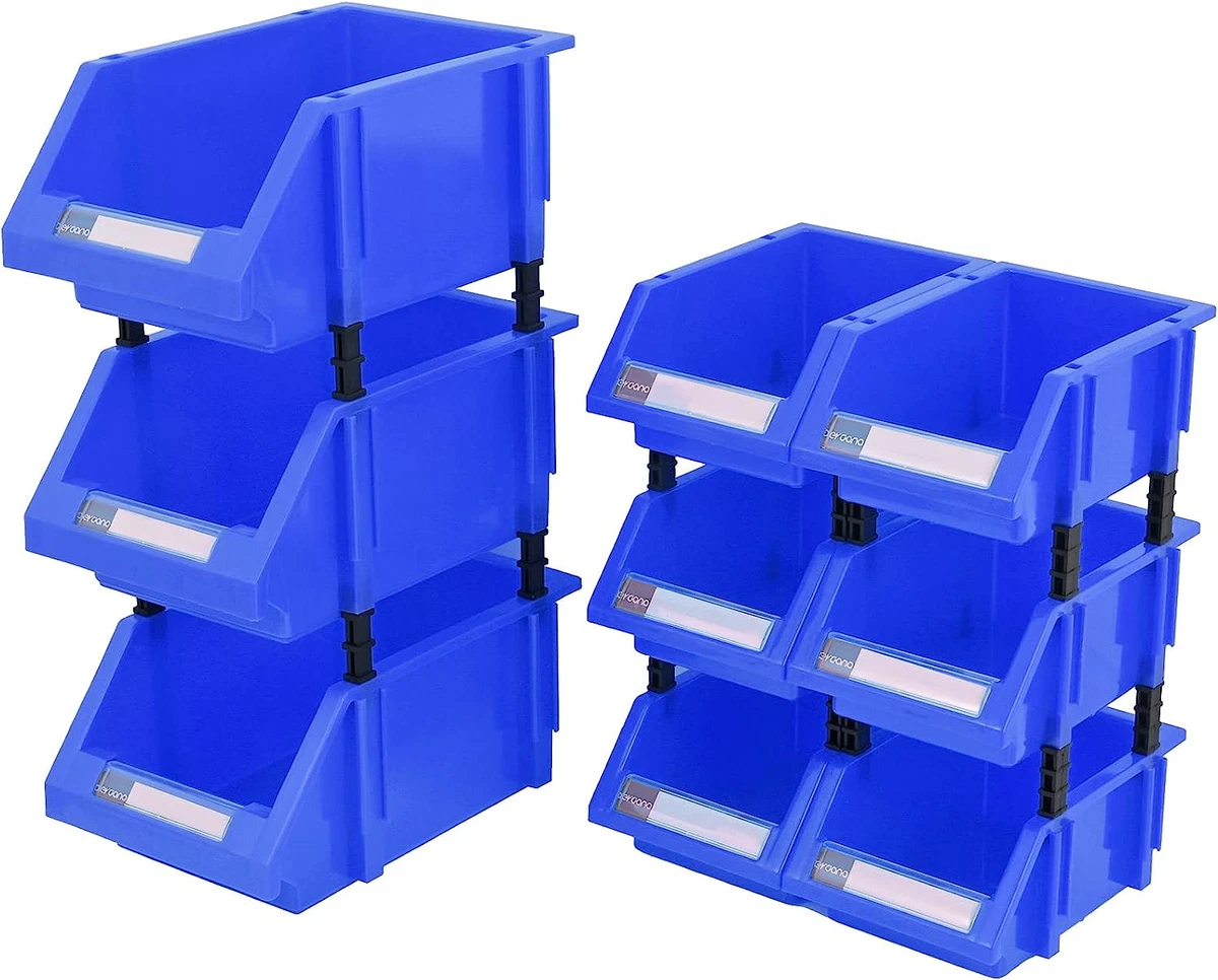 Plastic Storage Bins Garage Storage Bins Large Parts Container for Hardwares(Blu