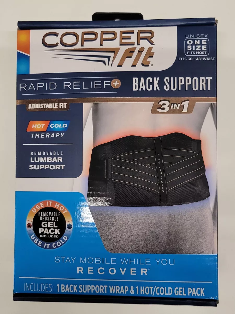 COPPER FIT Back Support Brace Black Fits 30-48 Waist Unisex Back Wrap Hot  Cold